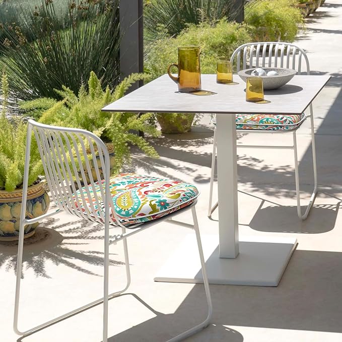 Set of 2 Outdoor Chair Cushions with Ties,Water Repellent Patio Chair Pads 17"x 16" for Outdoor Furniture,Round Corner Seat Cushions for Garden Yard Kitchen Pretty Paisley