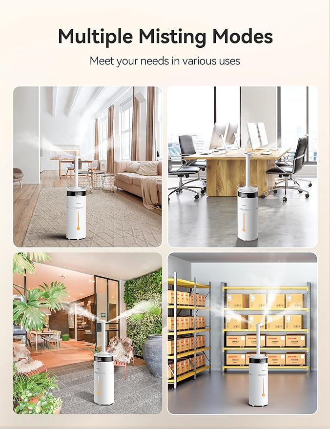 VAGKRI Humidifiers for Large Room, 18L Ultrasonic Cool Mist Humidifier for Home 2000 sq ft, 5 Mist Levels, Auto Mode, Whole House Humidifiers with 2 Extended Tube Quiet Humidifiers for Baby Home Plant