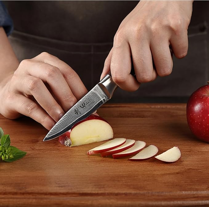 Wakoli Office Knife 3.2-inch Damascus Chef Knife - 67-Layer VG10 Core Steel, Razor Sharp with Pakkawood Handle, for Cooking & Slicing - Gift Box (EDIB)