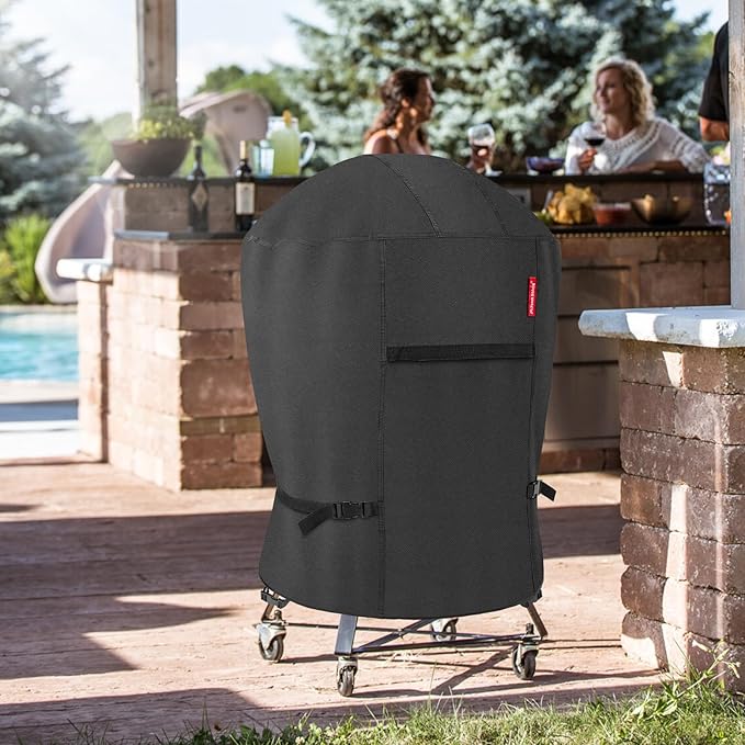 Porch Shield Outdoor Charcoal Kettle Grill Cover 18 inch Waterproof 600D Round Smoker Cover Fits Most Kettle Grill 23" Dia x 33" H, Black
