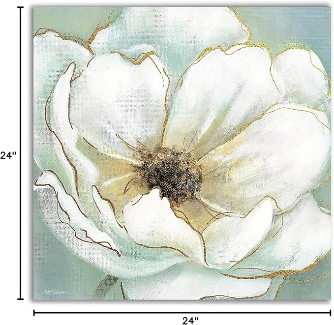 Wexford Home Soft Teal Splendor Gallery Wrapped Canvas Wall Art, 24x24,