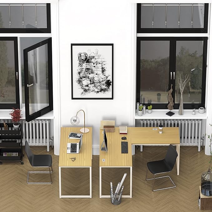 SHW Mission 55-Inch Home Office Computer Desk, Oak