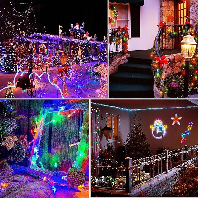 88FT 240LED Connectable String Lights Indoor Outdoor Clear Wire, Warm White⇋Multicolor Christmas String Lights, Plug in Twinkle Fairy Light With Timer For Wedding Patio Tree Yard Christmas Decorations
