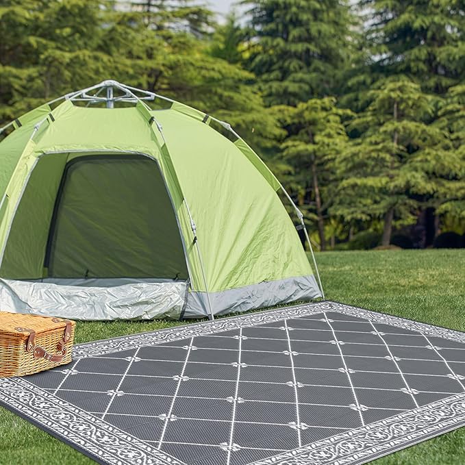 HiiARug Outdoor Rugs 9'x12' for Patios Waterproof RV Mats Camping Rug Outdoor Area Rug Lightweight Portable Outdoor Plastic Straw Rug for Patio, RV, Camping, Balcony, Beach