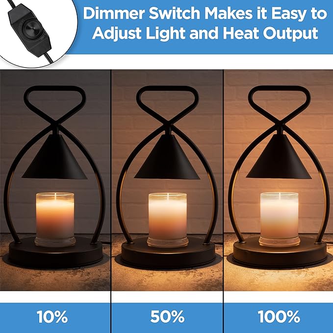 Candle Warmer Lamp with Timer - 1H, 2H, 4H, 2 Bulbs, Compatible with Jar Candles, Adjustable Light and Heat Output, Stylish and Modern Design for 2-in-1 Home Decor, Candle Warmer