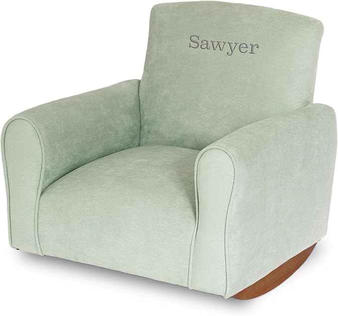 Generic Kids Personalized Chair, Personalized Kids Upholstered Rocking Chair, Toddler Chair with Personalized Name, Comfy Kids Armchair, Kids Chair with Personalization (Seafoam Green Suede, Rockers)