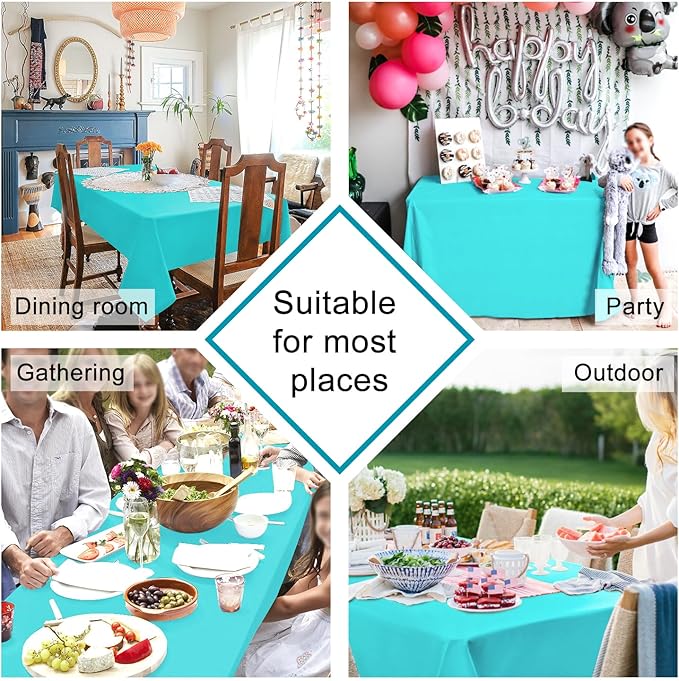 Hiasan Solid Rectangle Tablecloth Aqua - Waterproof Washable Oblong Fabric Table Cloth for Dining Room Kitchen and Outdoor Use, 54 x 120 Inch