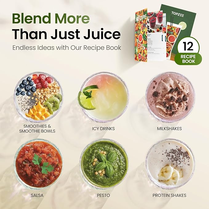 Personal Smoothie Blender - 1000W Single Serve Smoothie Maker with 24oz Portable Travel Cups, Ideal for Protein Shakes, Frozen Drinks, and Kitchen Use