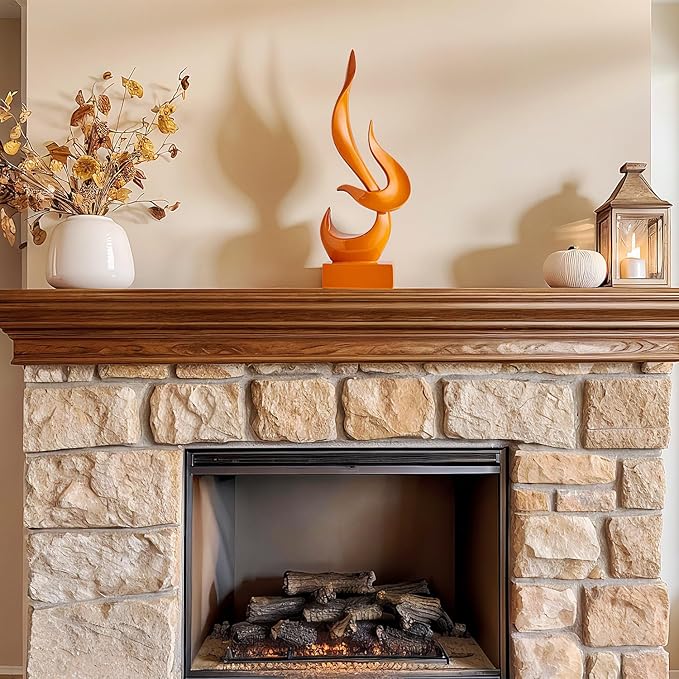 Dosker Orange Flame Sculptures Home Decor, Abstract Statues Shelf Decor, Table Decor, Desk Decor for Living Room Office, Kitchen