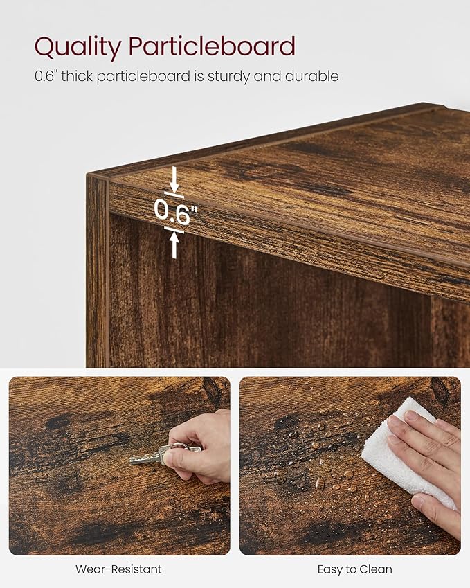 VASAGLE Set of 2 Bookshelves, 23.6 Inches Wide, 4-Tier Open Bookcases with Adjustable Storage Shelves, Floor Standing Units, Rustic Brown ULBC164X01-2