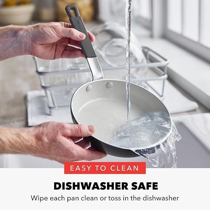 GreenPan x Bobby Flay 10" Nonstick Frying Pan Skillet, PFAS-Free Diamond Ceramic, Induction Suitable, Stay-Cool Silicone Handle, Easy Clean Dishwasher & Oven Safe, Egg & Omelet Pan, Graphite