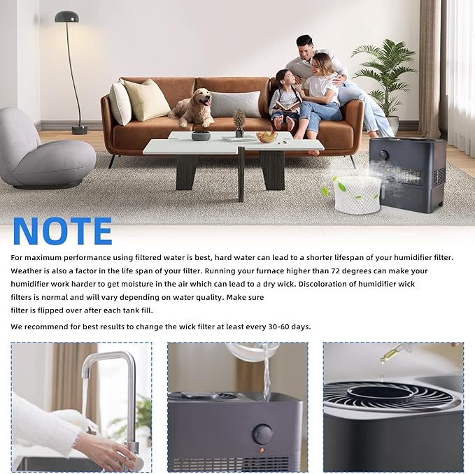 Humidifier Wick Filter PSU10E1BB, Humidifier Wicking Filter Compaitble with Pelonis Humidifier PSU10E1BB, PSU10E1WW, PSU10E2FWW and PSU10E2FBB, 2 Pcs