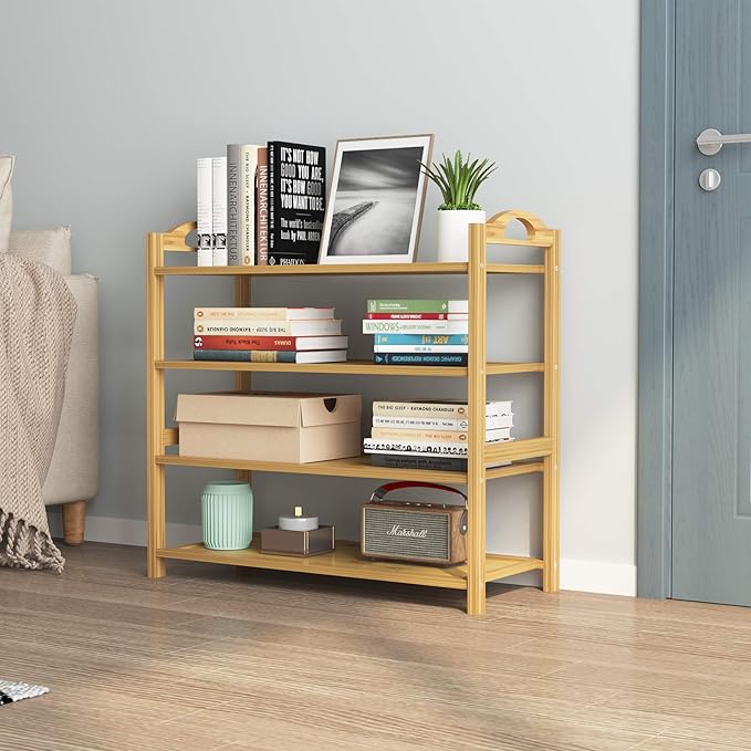 UDEAR Bamboo Shoe Rack 4-Tier Shoe Storage Organizer Entryway Shoe Shelf