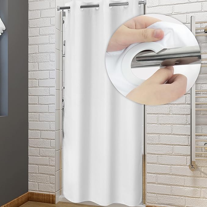 River Dream No Hook Stall Shower Curtain or Liner 36" Wide - Soft Microfiber Small Shower Curtain with Magnets for Narrow Stall, Waterproof Fabric & Machine Washable, White