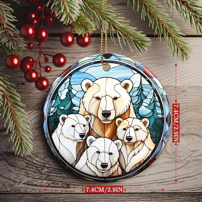 Christmas Ornament, Four Polar Bear Ornament, Christmas Decorations for Tree, Heirloom Keepsake, Gift Idea