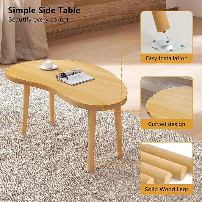 Mango Coffee Table Low Table with 4 Solid Wood Sturdy Legs, Floor Table Desk for Sitting on The Floor, Storage and Living Room Furniture (Natural)
