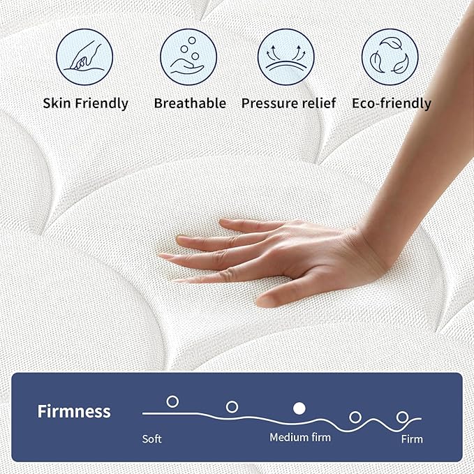 Full Mattress 12 Inch, Memory Foam Mattress with Pocket Spring, Soft & Comfortable Medium Plush, Motion Isolation, Pressure Relief, CertiPUR-US Certified (75"*54"*12")