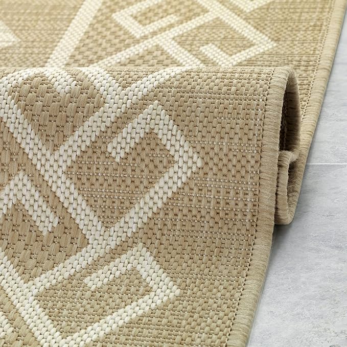 Antep Rugs Patio 8x10 Outdoor/Indoor Southwest Aztec Native Area Rug (Beige, 7'10" x 10')