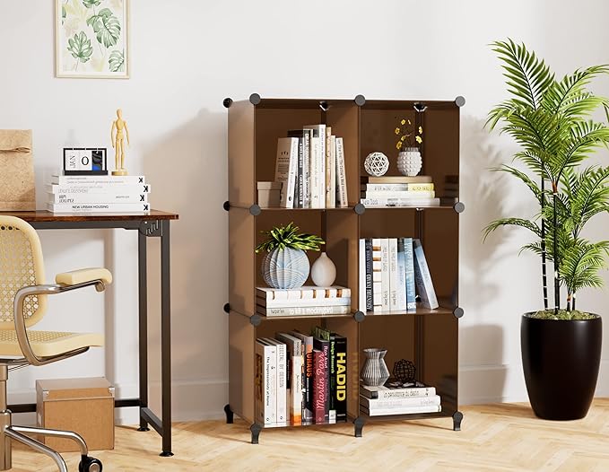 6-Cube Storage Organizer, Closet Organizer Storage Shelf Bookcase Bookshelf with Metal Hammer, Storage Cubes Organizer Cabinet for Kids, Closet, Bedroom, Bathroom, (11.8x11.8x11.8 inch)