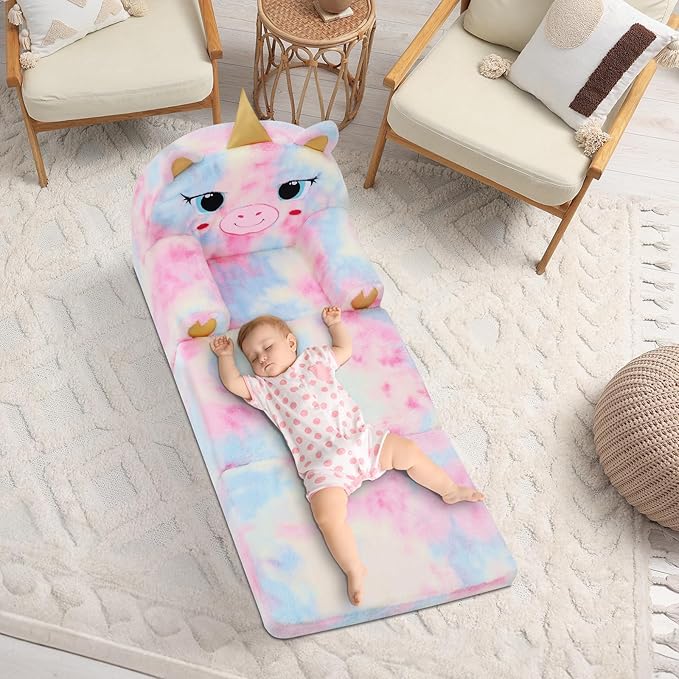 Kids Couch Comfy Foldable Kids Sofa to Lounger 2 in 1 Toddler Chair Plush Baby Sleeper Chair for Playing and Napping, Birthday Gifts for Boys and Girls
