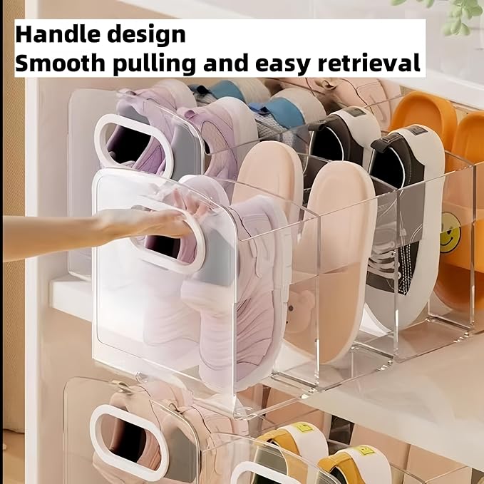 Acrylic Clear Kids Shoe Rack,Wall-Mounted Baby Shoe Organizer,3 Sections Toddler Shoe Organizer,Baby Organizers and Storage,Shoe Storage Boxes Stackable,Save Space for Storing Baby Shoe Shelfs(2 Pcs)