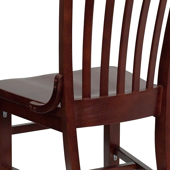 EMMA + OLIVER School House Back Mahogany Wood Chair
