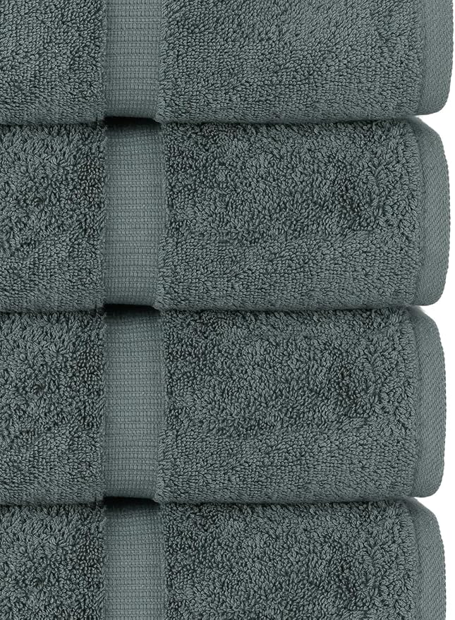 Chakir Turkish Linens 100% Cotton Premium Turkish Towels for Bathroom | 30'' x 60'' Large Bath Towels (4 Piece, Dark Gray)