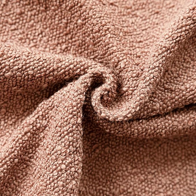 Foindtower Set of 2, Decorative Textured Boucle Throw Pillow Covers Accent Solid Pillow Cases Neutral Couch Cushion Case for Chair Sofa Bedroom Living Room Home Decor 26x26 Inch Dusty Orange Hazel