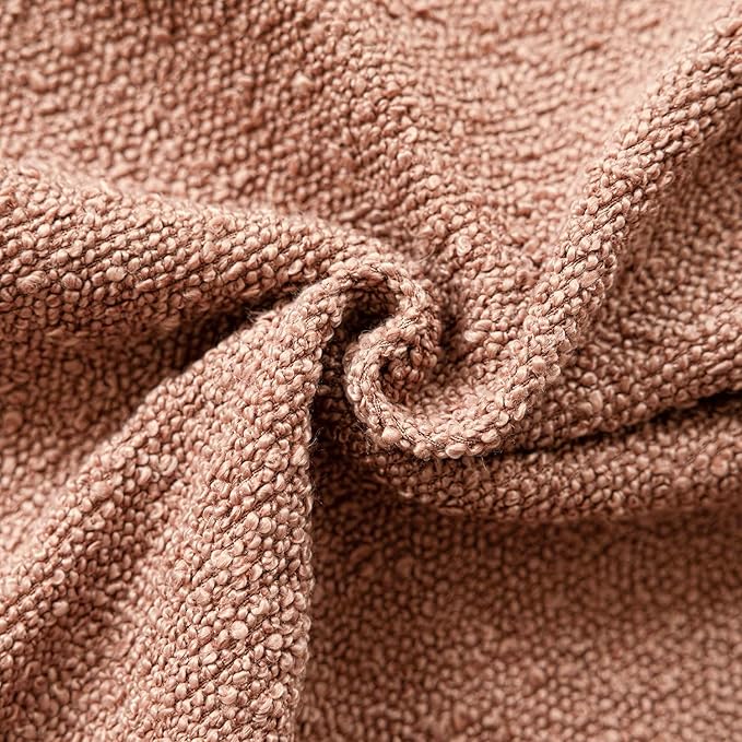 Foindtower Pack of 2 Textured Boucle Throw Pillow Covers Accent Solid Decorative Lumbar Pillow Cases Cozy Couch Cushion Case for Chair Sofa Bedroom Living Room Home Decor 12x20 Inch Dusty Orange Hazel