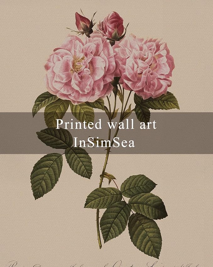 InSimSea Framed Wall Art for Living Room Vintage Rose Flower Paingtings Pictures Wall Decor Aesthetic Floral Art Canvas Print Farm Still Life Artwork Home Decor for Bathrrom Bedroom Shelf Décor 8x10In