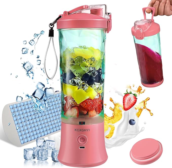 Portable Blender for Smoothies, Freshly Squeezed Juices, Milk shakes and Baby food, 20 oz BPA Free, Suitable for Outdoor Sports, Family, Travel. (pink)