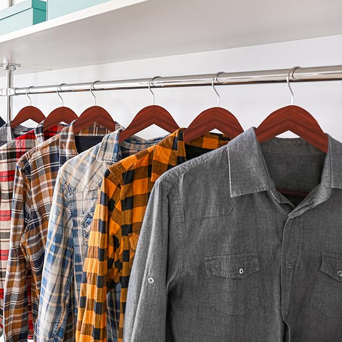 Utopia Home Premium Wooden Hangers 20 Pack - Durable & Slim Coat Hanger - Suit Hanger with 360-Degree Rotatable Hook - Wood Hangers with Shoulder Grooves (Cherry Color)