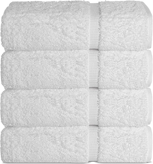 Chakir Turkish Linens | Hotel & Spa Quality 100% Cotton Premium Turkish Towels | Soft & Absorbent (4-Piece Bath Towels, White)
