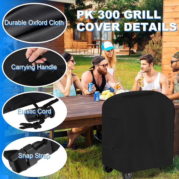 PK 300 Grill Cover,Heavy Duty 600D Oxford Covers for PK300 Grill and BBQ Smoker, Waterproof Dustproof UV Resistant Anti-Fading,Black, 35 * 15 * 32in