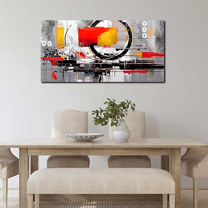 Abstract Canvas Art Wall Decor for Living Room - Modern Wall Art for Office Ready to Hang Size 24" x 48"