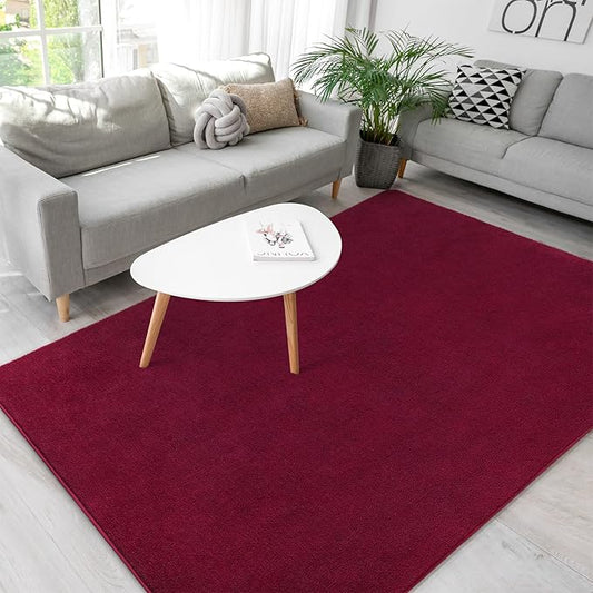 Soft Rugs for Living Room 4x6 Wine Red, Minimalist Area Rug for Bedroom Nursery Dining Table Dorm, Throw Rugs for Men Boys Girls Kids Room Indoor Floor Carpets