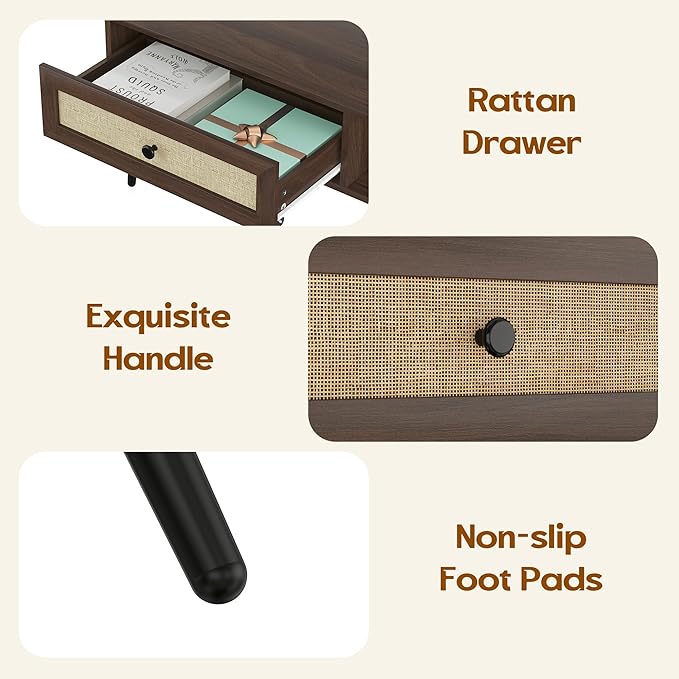 Farini Mid-Century Modern Coffee Table,Wooden Coffee Table for Living Room, Office, Walnut