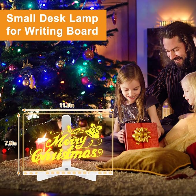 Led Note Board with Colors, 11.8 X 7.9” Acrylic Dry Erase Board with Light, Light Up Dry Erase Board with Adjustable Stand, Led Board White Board with 14 Pen for Office School Home