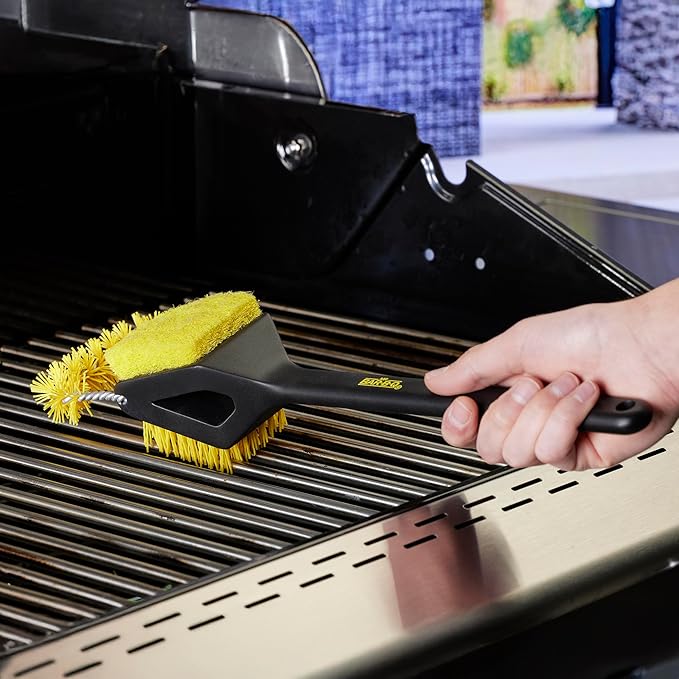 Mr. Bar-B-Q Triple Action Grill Brush and All in One Grill Cleaner Powered by Scrub Daddy