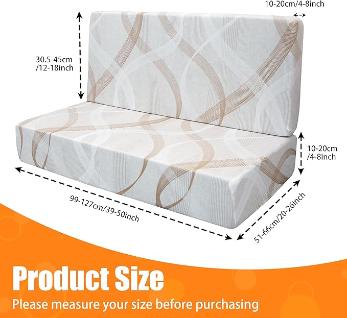 Rv Dinette Cushion Covers,Printing Stretchable Camper Cushion Cover,RV Cushion Slipcover,Rv Couch Cover Replacement for RV Camper Car Bench,2 Backrest Covers and 2 Bench Covers (Coffee colored lines)