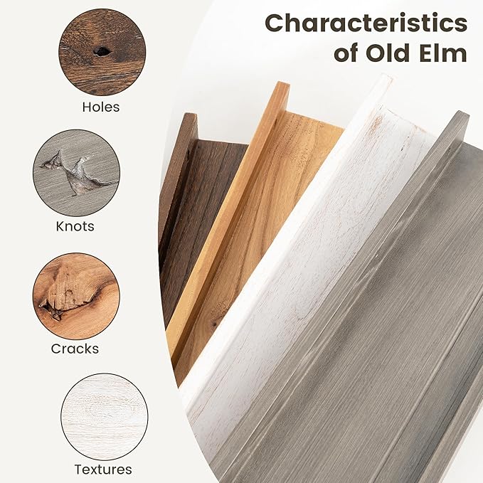 Picture Ledge Shelf, 48 Inch Long Floating Shelves for Wall, Nursery Bookshelf for Storage with Lip, Rustic Elm Wood Photo Ledge Shelves for Bedroom, Living Room, Kitchen (Grey, 48in Set of 2)