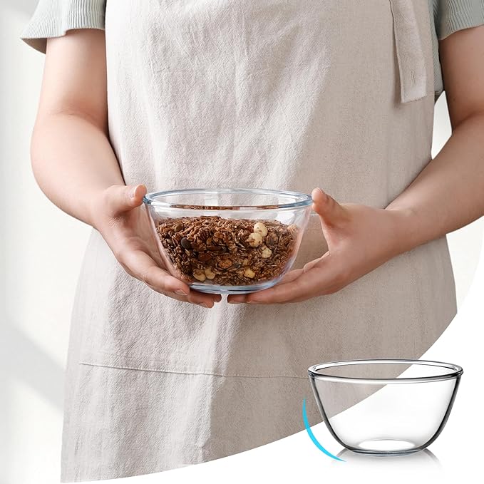 NUTRIUPS Glass Bowls Set Cereal Bowl Glass Salad Bowls Small Bowl for Kitchen (24oz-set of 6)