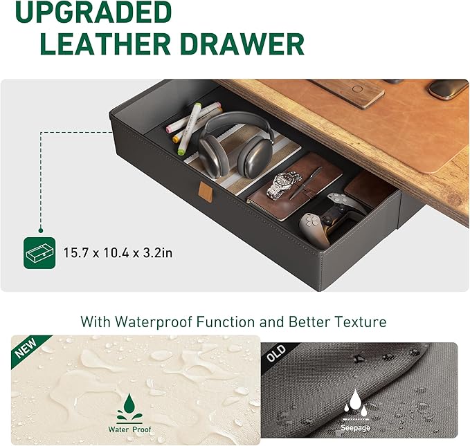 FEZIBO 40 x 24 Inches Standing Desk with Drawer, Adjustable Height Electric Stand up Desk with Storage, Sit Stand Home Office Desk, Ergonomic Computer Desk, Rustic Brown