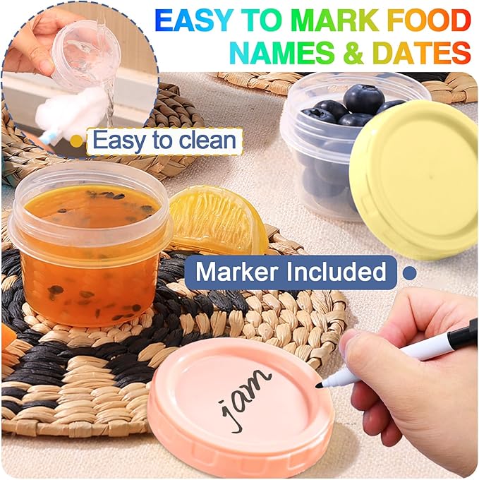 12pcs 2 oz Salad Dressing Container To Go Small Sauce Containers with Lids, Reusable Condiment Cups for Lunch Box, Leakproof, Freezer, Microwave & Dishwasher Safe