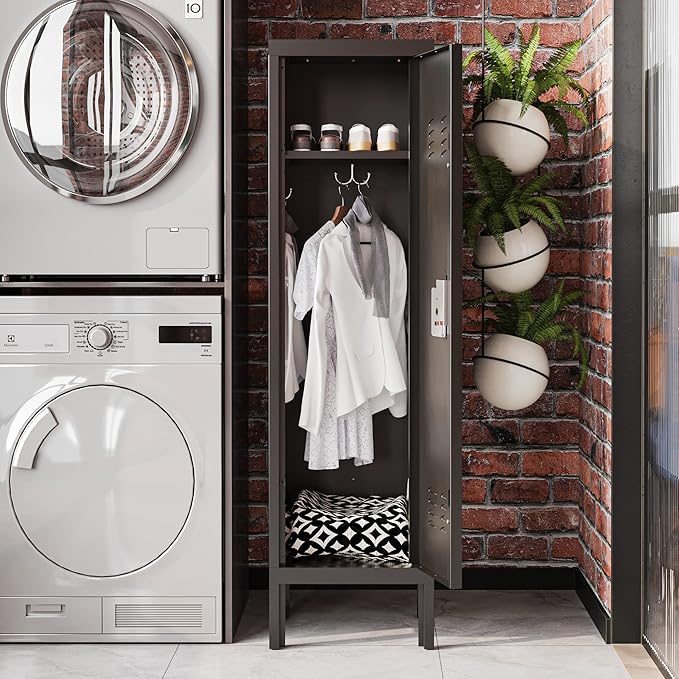 STANI Metal Locker, Metal Cabinet for Home Office, Storage Locker with Doors and Shelves, Lockable File Organizer Coat for Gym, School, Office