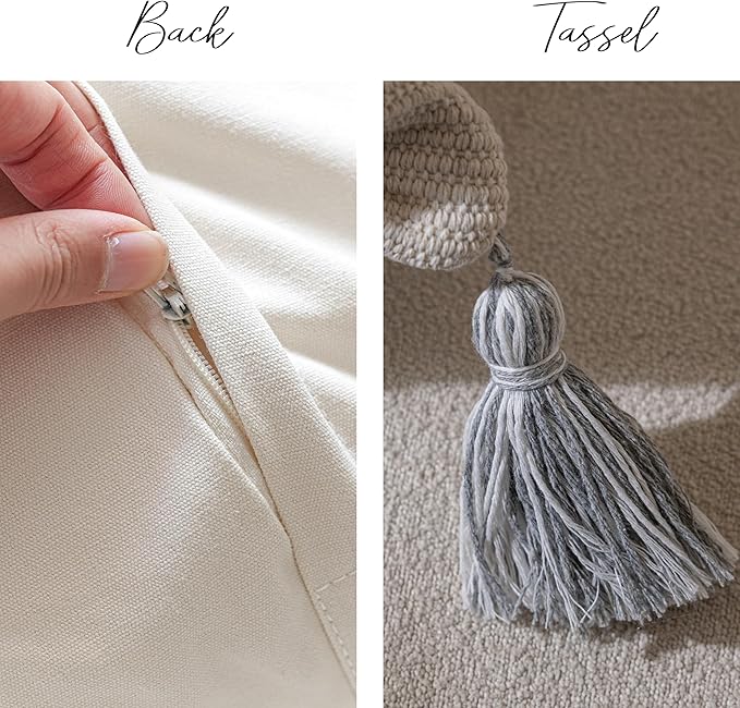 Large Body Pillow Cover for Bed 20x54 Gray Boho Accent Oversized Long Pillowcase for Bedroom Neutral White Decorative Cushion Farmhouse Home Décor (Cover ONLY, Pack of 1)