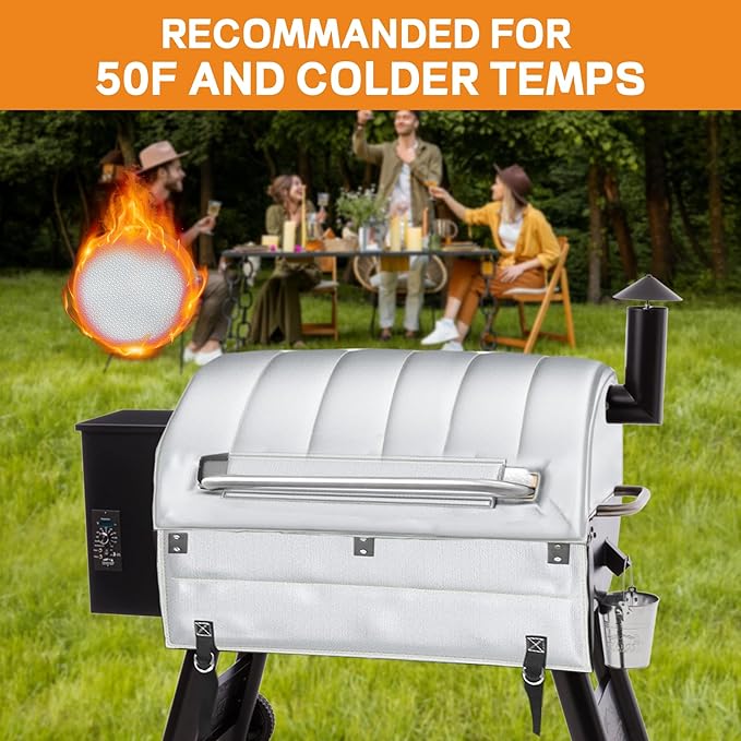 Insulation Blanket for Traeger pro 34 Series TFB65LZBC and Texas Elite 34 Series TFB88PZBO Wood Pellet Smoker Grill,BAC628 Pro 34 Insulation Blanket Grill Accessory for Winter Smoking,Silver