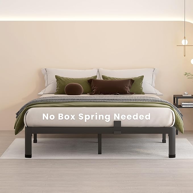MAF 7 Inch Full Size Metal Platform Bed Frame with Round Corner Legs, 3000 LBS Heavy Duty Steel Slats Support, Noise Free, No Box Spring Needed, Easy Assembly