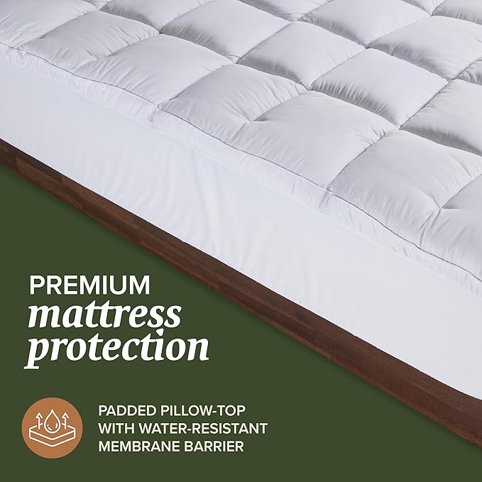 Beckham Hotel Collection Full Size Hybrid Mattress Protector & Pad - Extra Padded, Thick, Plush, & Fitted Mattress Topper for Bed - Quilted Pillow Top Mattress Cover