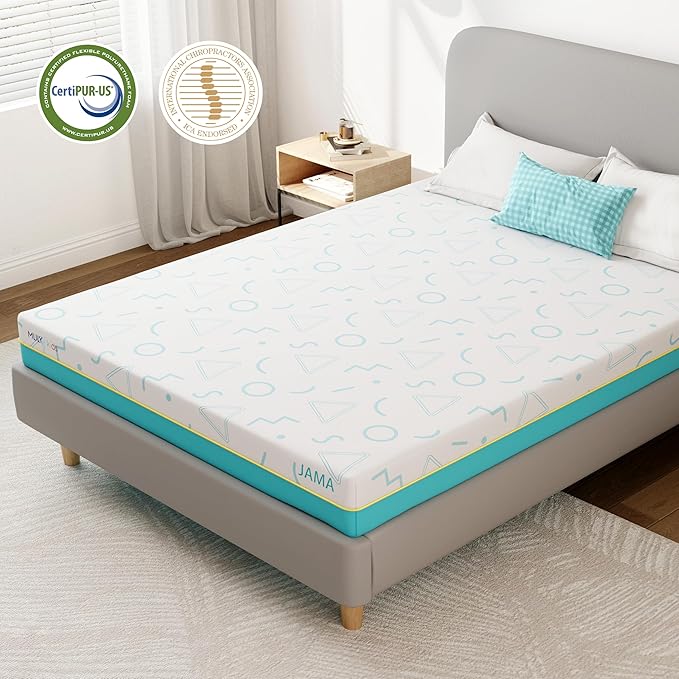 MLILY 7 Inch Queen Mattress for Kids, Memory Foam Bunk Bed Mattress, Made in The USA of US Foam and Global Materials, CertiPUR-US Certified, Medium Firm Trundle, Blue
